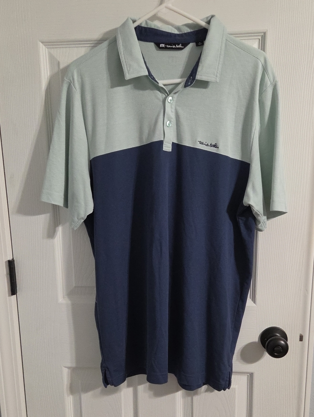 Travis Mathew Two-Tone Polo — Mint Green & Navy